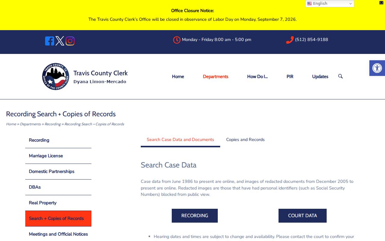 Travis residents directory County Clerk recorded document search guidance