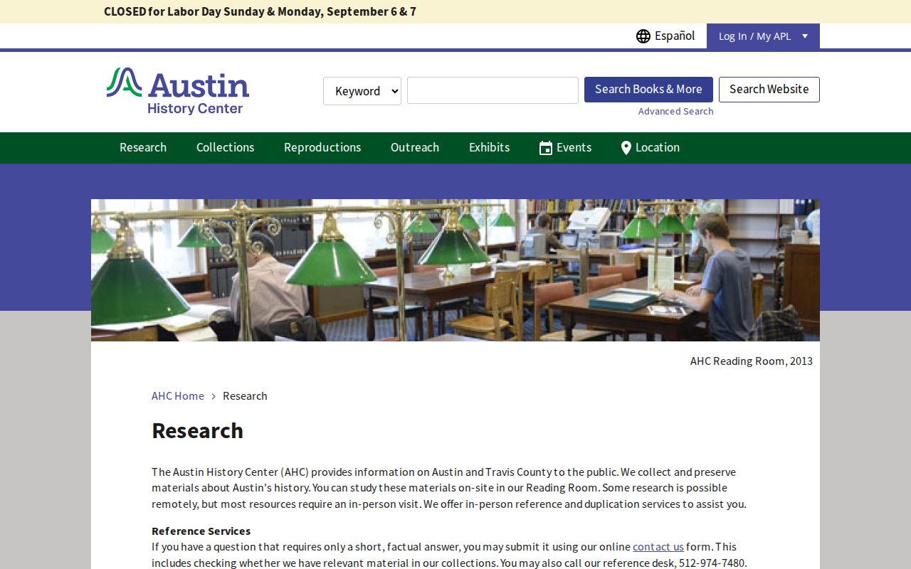Travis previous residents Austin History Center research access