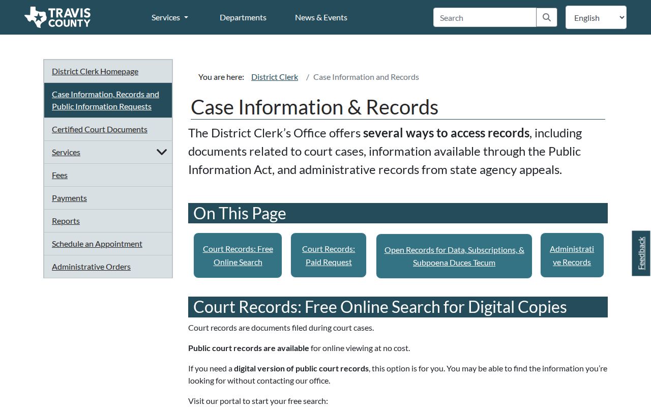 Travis resident lookup District Clerk case information portal