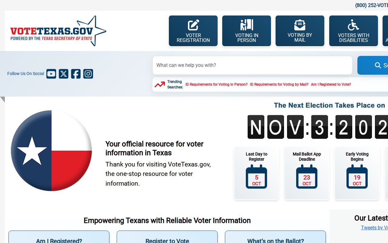 Travis ZIP code lookup Texas voter portal individual search